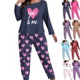 thumbnail image 1 of Gamivast Pajamas for Women Plus Size Heart Print Long Sleeve Crew Neck Shirts 2 Piece Pj Set Comfy Loose Long Pants Lounge Wear Valentine's Day Outfits, 1 of 6