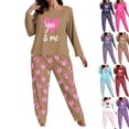 thumbnail image 1 of Gamivast Pajamas for Women Plus Size Heart Print Long Sleeve Crew Neck Shirts 2 Piece Pj Set Comfy Loose Long Pants Lounge Wear Valentine's Day Outfits, 1 of 6