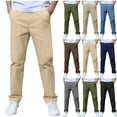 thumbnail image 1 of Gamivast Pants for Boys Back to School Straight Leg Lightweight Mid Rise Button Closure Casual Pants with Pockets Full Length Flat Front Chinos Uniform Wear Outfits Khaki 9-10 Years, 1 of 7