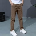 thumbnail image 1 of Gamivast Pants for Boys Back to School Straight Leg Lightweight Mid Rise Button Closure Casual Pants with Pockets Full Length Flat Front Chinos Uniform Wear Outfits Wine 11-12 Years, 1 of 5