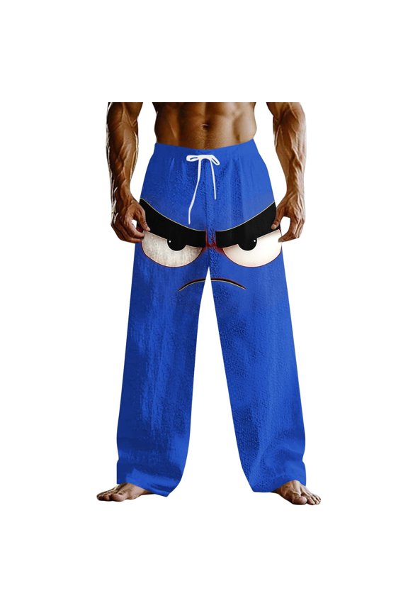 Pants for Men Baggy Grumpy Face 3D Printed Straight Leg Sweat Pants Drawstring Stretchy Yoga Pants Breathable Novelty Gym Trousers Sport