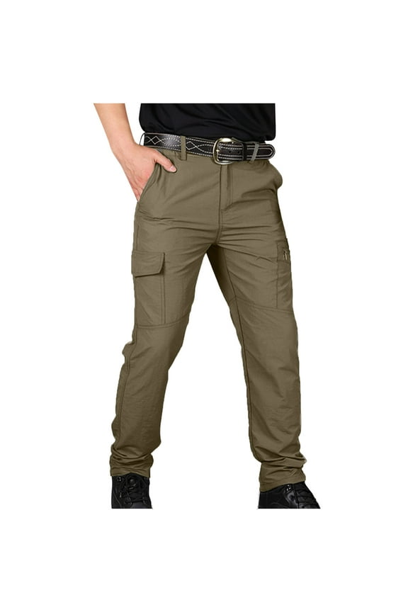 Pants for Men Hiking Straight Leg Wear Resistant Cargo Pants Zipper Pockets Fishing Work Pants Waterproof Outdoor Climbing Trousers