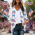 thumbnail image 1 of Gamivast Patriotic Cardigans for Women Star Print Open Front 3/4 Sleeve Loose Fit Western Tops Lightweight Kimono Cardigan 3/4 Sleeve Vacation Beach Wear outfits, 1 of 6
