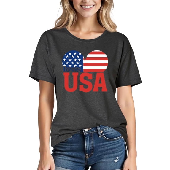 Gamivast Patriotic Veterans Day for Women T Shirt Vintage Soldier American Flag Graphic Short Sleeve Crewneck Casual Fit 4Th of July Memorial Day Shirts Tops Tees
