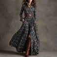 thumbnail image 1 of Gamivast Plaid Dress for Women A-Line Maxi Dress Lapel Long Sleeve Shirt Dresses Plaid Pattern Belted High Waist Flowy Fall Winter Daily Wear, 1 of 6