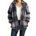 thumbnail image 1 of Gamivast Plaid Fleece Jackets Women Zip up Oversized Long Sleeve Hooded Coats with Pockets Drawstring Winter Warm Outerwear Fall Fashion Outfits 2025, 1 of 6