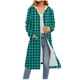thumbnail image 1 of Gamivast Plaid Fleece Lined Jackets for Women Long Casual Hooded Long Sleeve Winter Coats with Pockets Outdoor Zip up Drawstring Warm Outerwear Clothes for Cold Weather, 1 of 5