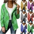 thumbnail image 1 of Gamivast Plaid Jackets for Women Trendy Hooded Button up Coat Lightweight Long Sleeve Casual Shacket Jacket Holiday Travel Outerwear with Chest Pocket, 1 of 7