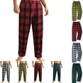 thumbnail image 1 of Gamivast Plaid Lounge Pants Men Loose Fitted Flannel Straight Leg Sweatpants with Pockets Casual Lightweight Drawstring Elastic Waist Pants with Pockets, 1 of 9