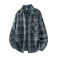 thumbnail image 1 of Gamivast Plaid Shirts for Men-Oversized Long Sleeve Button Down Shirt with Pockets Fall Collared Flannel Shirts Fall Jackets Blue XL, 1 of 7