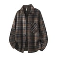 thumbnail image 1 of Gamivast Plaid Shirts for Men-Oversized Long Sleeve Button Down Shirt with Pockets Fall Collared Flannel Shirts Fall Jackets Brown XXL, 1 of 7