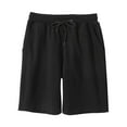 thumbnail image 1 of Gamivast Plus Size Bermuda Shorts for Women Straight Leg Knee Length Casual Shorts with Pockets Elastic Waist Drawstring Soft Knit Relaxed Fit Summer Travel Walking Everyday Shorts Black XXXL, 1 of 4