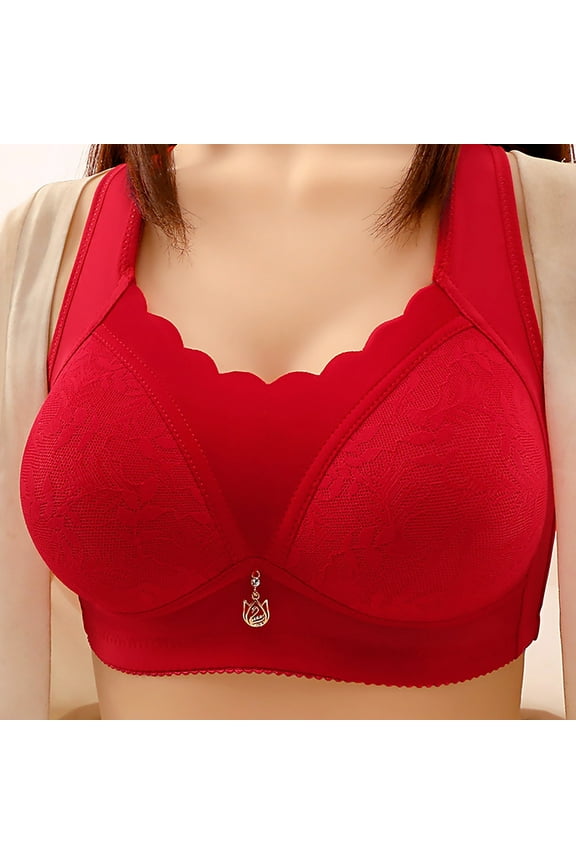 Plus Size Bras for Women No Underwire Full Coverage Bras High Support Push Up Bras Breathable Cool Liftup Air Bra Everyday Bras RedM Sujetadores Sin Varillas Para Mujer