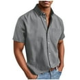 thumbnail image 1 of Gamivast Plus Size Button up Shirts for Men Lapel Collar Short Sleeve Casual Work Office Shirts Slim Fit Solid Soft Fabric Plain Tshirts Fashion Summer Spring Tops, 1 of 5
