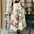 thumbnail image 1 of Gamivast Plus Size Dresses for Women Floral Print Sleeveless Maxi Dress with Pockets Loose Fit Casual Dress Vacation Dress Beach Dress Summer Resort Blue XXXXL, 1 of 7