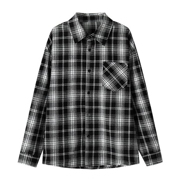 Gamivast Plus Size Flannel Shirts for Men Long Sleeve Plaid Loose Fit Button up Shirts Casual Lapel Collar Long Sleeve Sweatshirts Beach Holiday Party Outfits