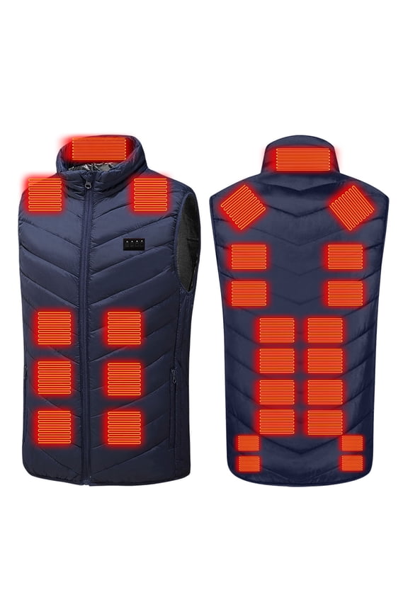 Plus Size Heated Vest for Men and Women USB Rechargeable Zip Up Stand Collar Quilted Jackets with 27 Heating Zones and 3-levels 4 Control Coats with Zipper Pockets no Power Bank