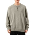 thumbnail image 1 of Gamivast Plus Size Henley Shirts for Men Loose Long Sleeve Henley Collar Sweatshirts Soft Casual Drop Shoulder Pullover Work & Street Fashion Outfits, 1 of 6