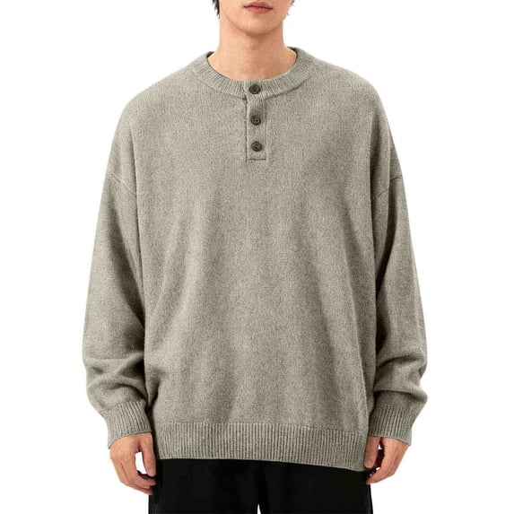 Gamivast Plus Size Henley Shirts for Men Loose Long Sleeve Henley Collar Sweatshirts Soft Casual Drop Shoulder Pullover Work & Street Fashion Outfits