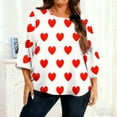 thumbnail image 1 of Gamivast Plus Size Holiday Tops 3/4 Sleeve Heart Print Cute Blouse Oversized Crew Neck Drop Shoulder Trendy Shirts Valentine's Day Outfits Outfits, 1 of 6