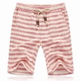 thumbnail image 1 of Gamivast Plus Size Linen Shorts for Men Striped High Waisted Lightweight Elastic Waist Shorts with Pockets Relaxed Fit Drawstring Lounge Bermuda Beach Shorts Vacation Casual Summer Bottoms Red XXXL, 1 of 7