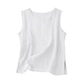 thumbnail image 1 of Gamivast Plus Size Linen Tank Tops for Women Round Neck Sleeveless Vacation Beach Wear Boho Style Shirts Relaxed Fit Solid Pattern Split Hem Detail Lightweight Flowy Summer Tees, 1 of 5
