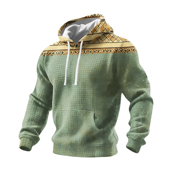 Gamivast Plus Size Men's Pullover Hoodies Ethnic Long Sleeve Crewneck Work Sweatshirts Soft Loose Casual Daily Office & Weekend Vacation Wear