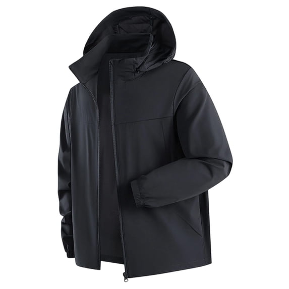 Gamivast Plus Size Mens Sun Jacket Regular Fit Windbreaker Jackets Soft Breathable Lightweight Athletic Jacket Solid Front Zip Hooded Design Outdoor Running Active Wear