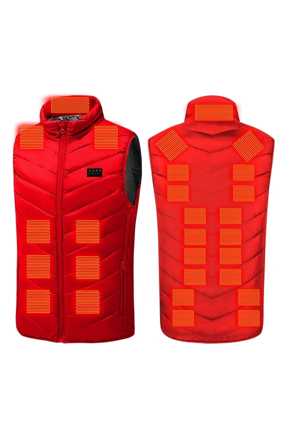 Plus Size Quilted Heated Jackets for Men and Women Sleeveless 29 Heating Zones 4 Control Vest with Zipper Pockets Warm Zip Up Stand Collar Coats with 3 Heating Level no Power Bank