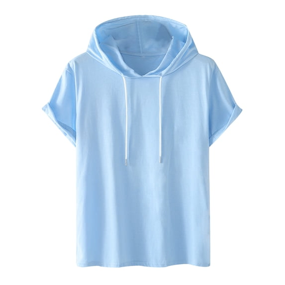 Gamivast Plus Size Short Sleeve Hoodies for Men V Neck Short Sleeve Casual Loose Fit Solid Soft Fabric Plain Tshirts Breathable Sweat Shirts Adult Summer Spring Tops