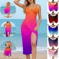thumbnail image 1 of Gamivast Plus Size Swim Tops for Women Wrap Around Vacation Beach Wear Swimsuit Cover ups Loose Fit Ombre Gradient Print Flowy Breathable Lightweight Sun Protection Summer Spring Sarong, 1 of 8