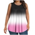 thumbnail image 1 of Gamivast Plus Size Tank Tops for Women Oversized Gradient Crewneck Blouses Holiday Sleeveless Ruched Lounge Shirts Comfy Summer Vacation Tops, 1 of 7