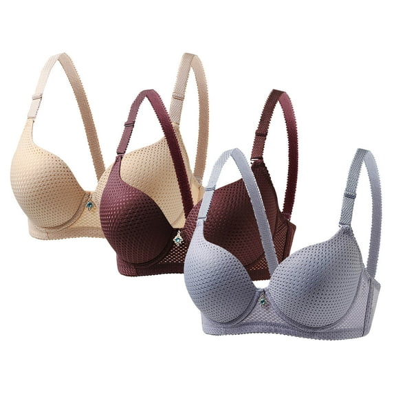 Gamivast Plus Size Tshirt Bra for Women 3 Pack Underwire Full Coverage Bras with Support Comfortable Seamless Adjustable Strap Sleeping Bralette