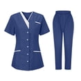 thumbnail image 1 of Gamivast Plus Size Women's Scrubs Set Short Sleeve Breathable V-Neck Scrubs Sets Elastic Waist Jogger Pants Moisture Wicking Nursing Scrubs with Pockets Workwear, 1 of 4