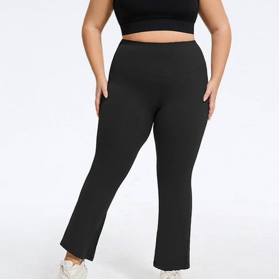 Gamivast Plus Size Yoga Pants for Women Athletic Fitted Stretchy Straight Leg Leggings Comfy Tummy Control Butt Lifting Pant Lounge Pull on Sweatpants