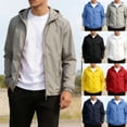 thumbnail image 1 of Gamivast Plus Size Zip up Hoodie for Men Hooded Long Sleeve Casual Loose Fit Solid Lightweight Fabric Windbreaker Running Shirts Athletic Shirts Outdoor Summer Spring Tops, 1 of 8