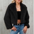 thumbnail image 1 of Gamivast Plush Fleece Jackets for Women Cropped Long Sleeve Coats Winter Warm Lapel Collar Going Out Party Outerwear Black XL, 1 of 6