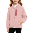 thumbnail image 1 of Gamivast Polar Fleece Jacket for Girls Full Zip up Stand Collar Warm Winter Coat with Contrast Zipper Chest Pocket Casual Soft Outerwear for School Outdoor Play 8-9 Years, 1 of 6