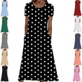 thumbnail image 1 of Gamivast Polka Dot Dress for Women Short Sleeve Crew Neck Maxi Dress With Pockets Loose Fit Casual Dresses A-Line Summer Sundress Sun Dresses Beach Wear, 1 of 5