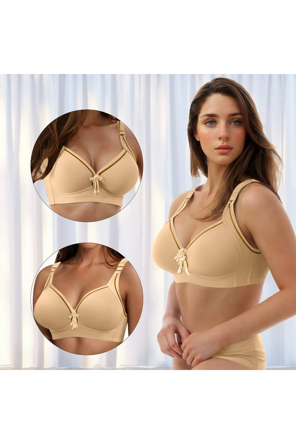 Push Up Bras for Women Seamless Full Support Everyday Bras Comfort Breathable Bras Soft No Underwire Bra Wireless Bras Beige XXXXL Sujetadores Sin Varillas Para Mujer