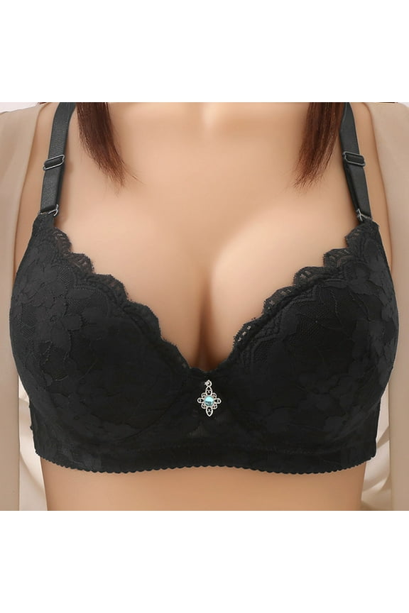 Push Up Bras for Women No Underwire Full Coverage Bras High Support Minimizer Bras Adjustable Strap Bralettes Everyday Bra Black XL Brasier Sin Varillas Para Mujer