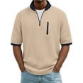 thumbnail image 1 of Gamivast Quarter Zip Shirts for Men V Neck Short Sleeve Golf Shirts Regular Fit Solid Textured Moisture Wicking Quarter Zip Pullover Summer Tops, 1 of 7