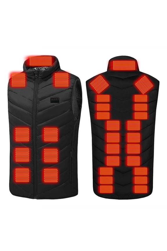 Quilted Heated Vest for Men and Women Washable 31 Heating Zones 3-levels Jackets with Zipper Pockets Loose Casual 4 Control Stand Collar Zip Up Coats USB Charging 5Xl no Power Bank