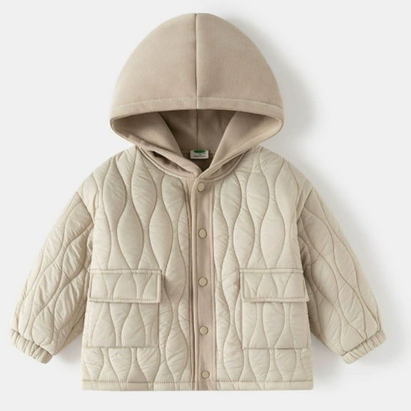 Gamivast Quilted Jackets for Kids Girls Boys Lightweight Hooded Button Down Winter Puffer Coats Trendy Casual Long Sleeve Thick Coats with Pockets Warm Outerwear for 3-9 Years Old