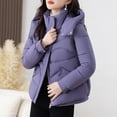 thumbnail image 1 of Gamivast Quilted Jackets for Women Short Zip up Padded Detachable Hooded Jacket with Pockets Loose Fitted Long Sleeve Trendy Winter Coats Warm Solid Color Outerwear, 1 of 5