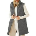 thumbnail image 1 of Gamivast Quilted Vest Women Hooded Oversized Zip up Sleeveless Jackets Lightweight Drawstring Solid Coats with Pockets Fall Winter Warm Puffer Outerwear, 1 of 5