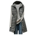 thumbnail image 1 of Gamivast Quilted Vest for Women Long Hooded Zip up Sleeveless Jackets with Pockets Warm Winter Crew Neck Padded Coats Casual Fitted Solid Color Outerwear Trendy Jackets, 1 of 2