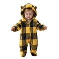 thumbnail image 1 of Gamivast Romper Jumpsuit Baby Fleece Plaid Sherpa Winter Snowsuit Toddler Warm Hooded Outerwear with Cute Bear Ears Full Zip Outfit for Infant, 1 of 6