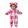 thumbnail image 1 of Gamivast Romper Jumpsuit Baby Fleece Plaid Sherpa Winter Snowsuit Toddler Warm Hooded Outerwear with Cute Bear Ears Full Zip Outfit for Infant, 1 of 6