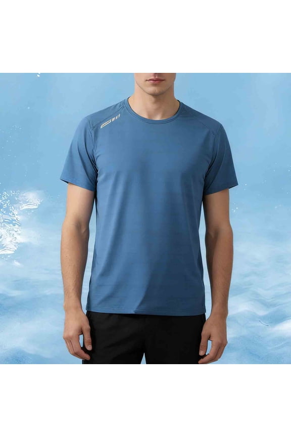 Running Shirts for Men Moisture Wicking Smooth Fit Crew Neck Short Sleeve Mens Athletic Shirts Cool Gym Shirts Plain Sporty Workout Training